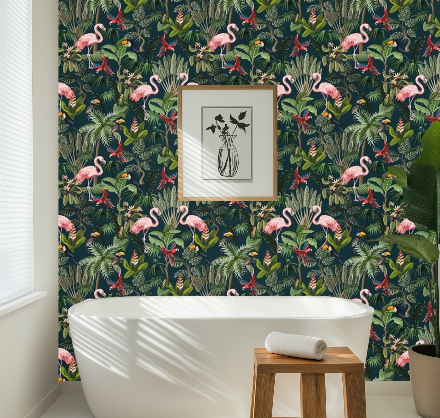 Mini flamingo paradise mural wallpaper – design detail
