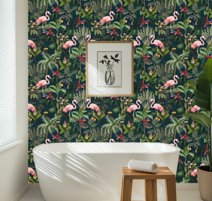 Mini flamingo paradise mural wallpaper – design detail