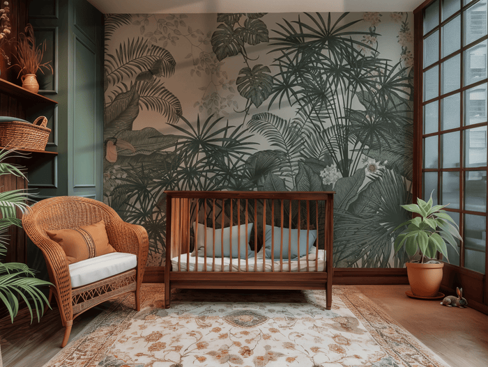 Tropical foliage mural wallpaper – design detail