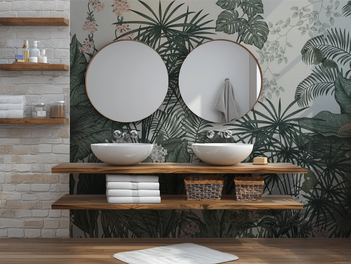 Tropical foliage mural wallpaper
