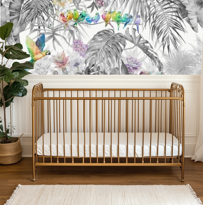 Tropical dreamscape birds mural wallpaper