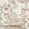 Cream Floral Bunny Wonderland Children's Mural Wallpaper