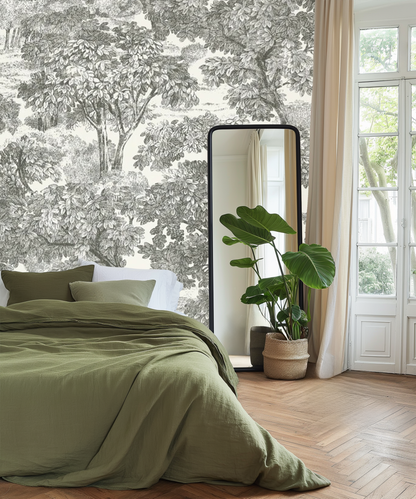 Monochrome Forest Haven Mural