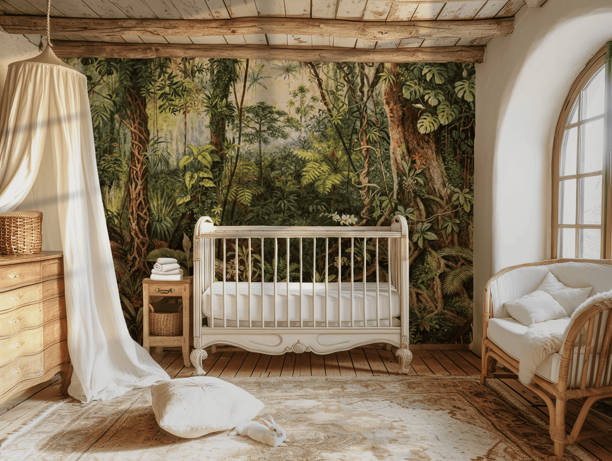 Vibrant rainforest mural wallpaper – design detail