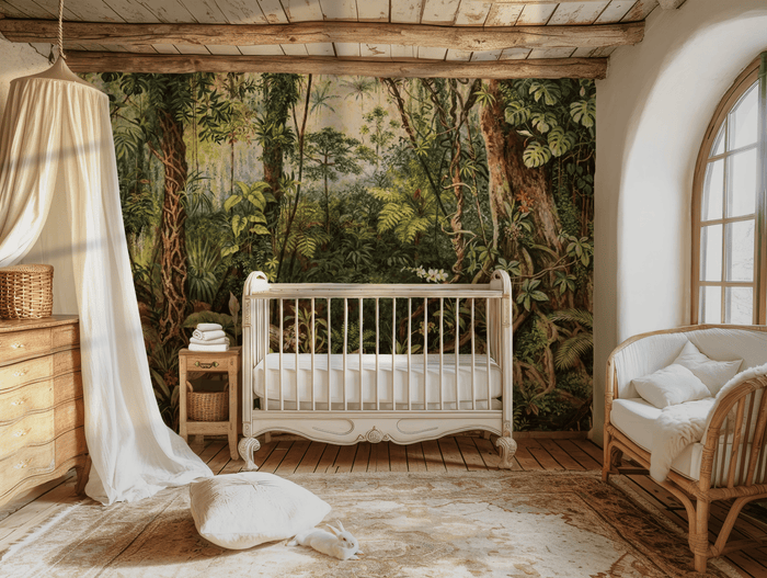 Vibrant rainforest mural wallpaper – design detail