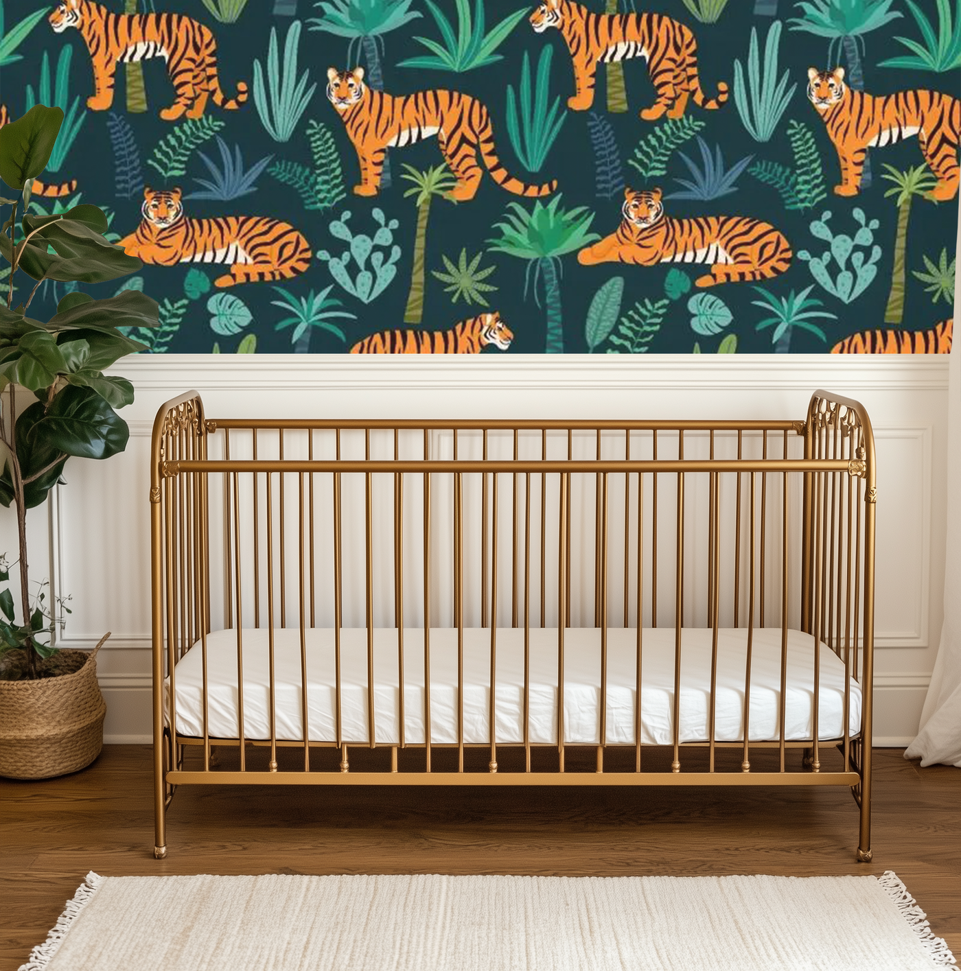 Emerald leopard dreams mural wallpaper – design detail