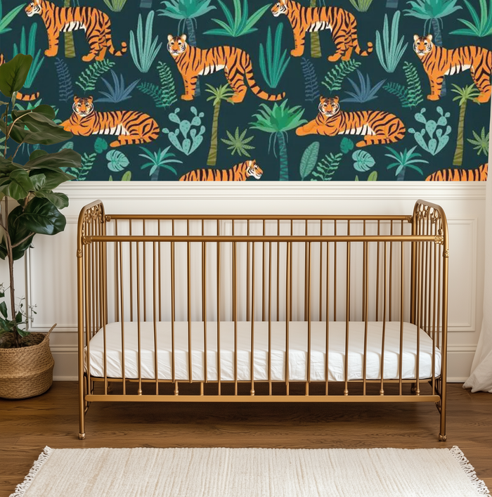 Emerald leopard dreams mural wallpaper – design detail