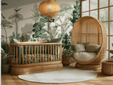Neutral woodland forest children's mural wallpaper for a kids' room