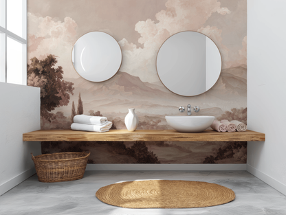 Blush Mountain Landscape Mural Wallpaper