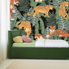 Vibrant Orange & Yellow Leopard Jungle Mural Wallpaper