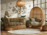 Baby bear woodland nursery mural wallpaper – design detail