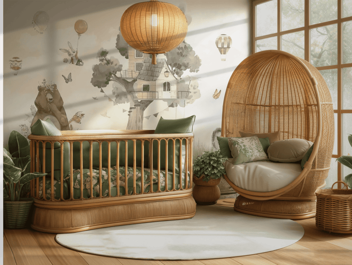 Baby bear woodland nursery mural wallpaper – design detail
