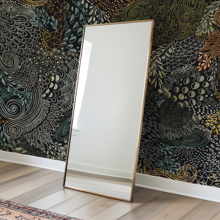 Midnight onyx mosaic splendour mural wallpaper – design detail