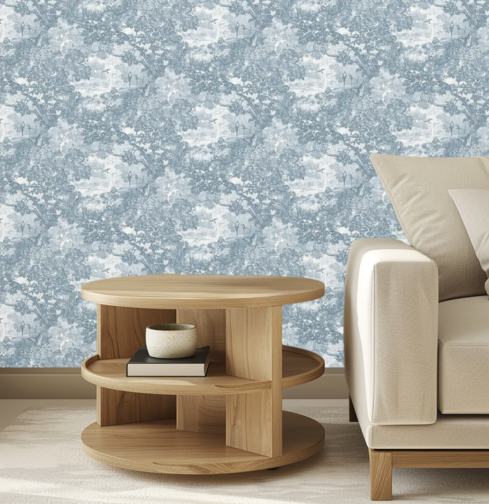 Bold blue forest haven mural wallpaper