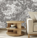 Dark monochrome lion mural wallpaper – design detail
