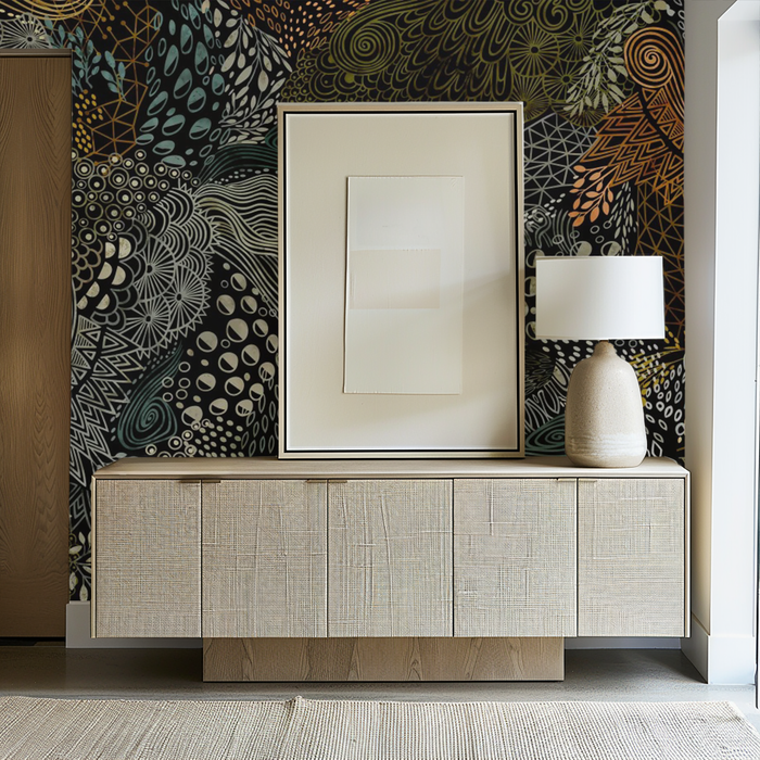 Midnight onyx mosaic splendour mural wallpaper