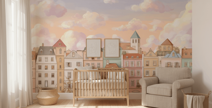 Pastel Townhouse Mural Wallpaper