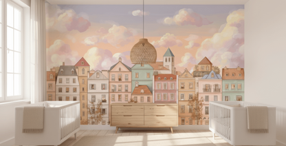 Pastel Townhouse Mural Wallpaper