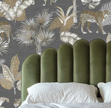 Grey floral jungle haven mural wallpaper