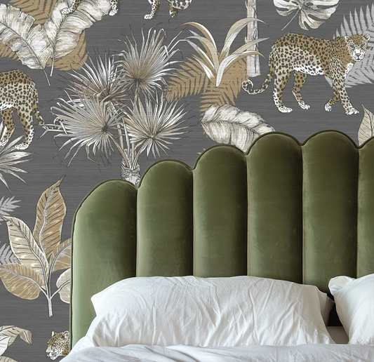Grey Floral Jungle Haven Mural