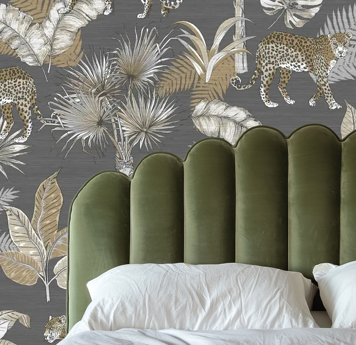 Grey floral jungle haven mural wallpaper