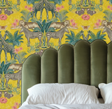 Yellow animal jungle kingdom mural wallpaper