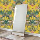 Yellow animal jungle kingdom mural wallpaper – design detail