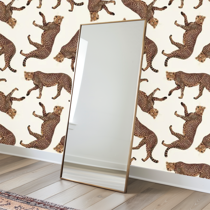 White and brown leopard mural wallpaper