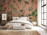 Vintage pink flowers mural wallpaper – design detail