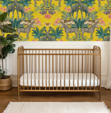 Yellow animal jungle kingdom mural wallpaper – design detail