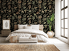 Vintage Black Flowers Mural Wallpaper