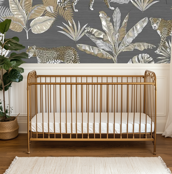Grey floral jungle haven mural wallpaper – design detail