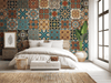 Orange Mosaic Tiles Mural Wallpaper