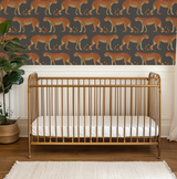 Grey and brown leopard mural wallpaper