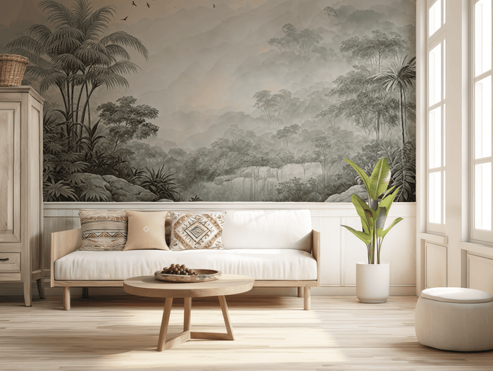Dusky rainforest mural wallpaper – design detail