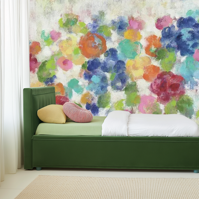 Abstract multicoloured watercolour flowers mural wallpaper – design detail