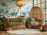 Jurassic dreams dinosaur nursery mural wallpaper – design detail
