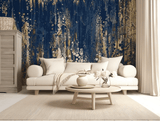 Blue and gold abstract bubble mural wallpaper