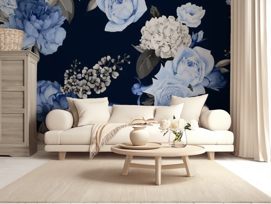 Blue Garden Meadow Mural