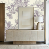 Lavender and white French toile mural wallpaper