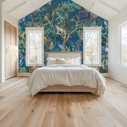 Midnight Blue Jungle Paradise Mural Wallpaper