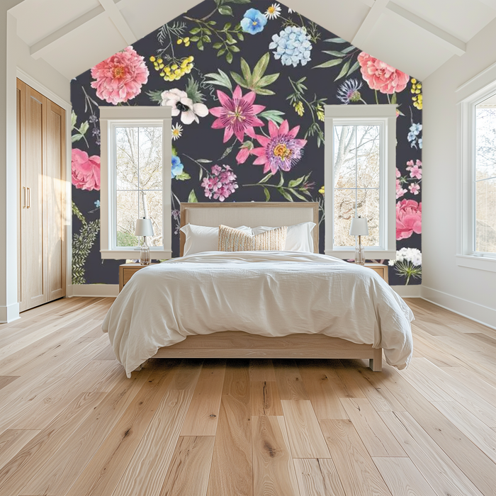 Dark petal dreamscape floral mural wallpaper