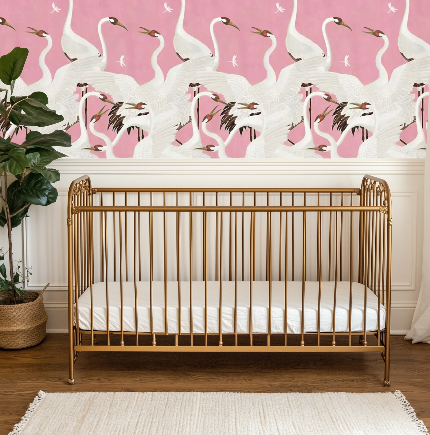 Pink flamingo land mural wallpaper