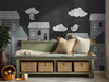 Boys Mini Town Monochrome Cityscape Mural Wallpaper
