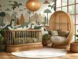 Flying friends dinosaur nursery mural wallpaper – design detail