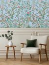 Blue Floral & Wildlife Mural Wallpaper