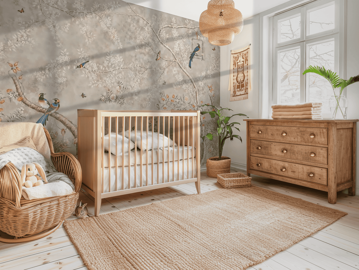 Beige blossom luxury floral mural wallpaper