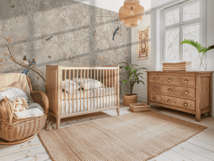 Beige blossom luxury floral mural wallpaper