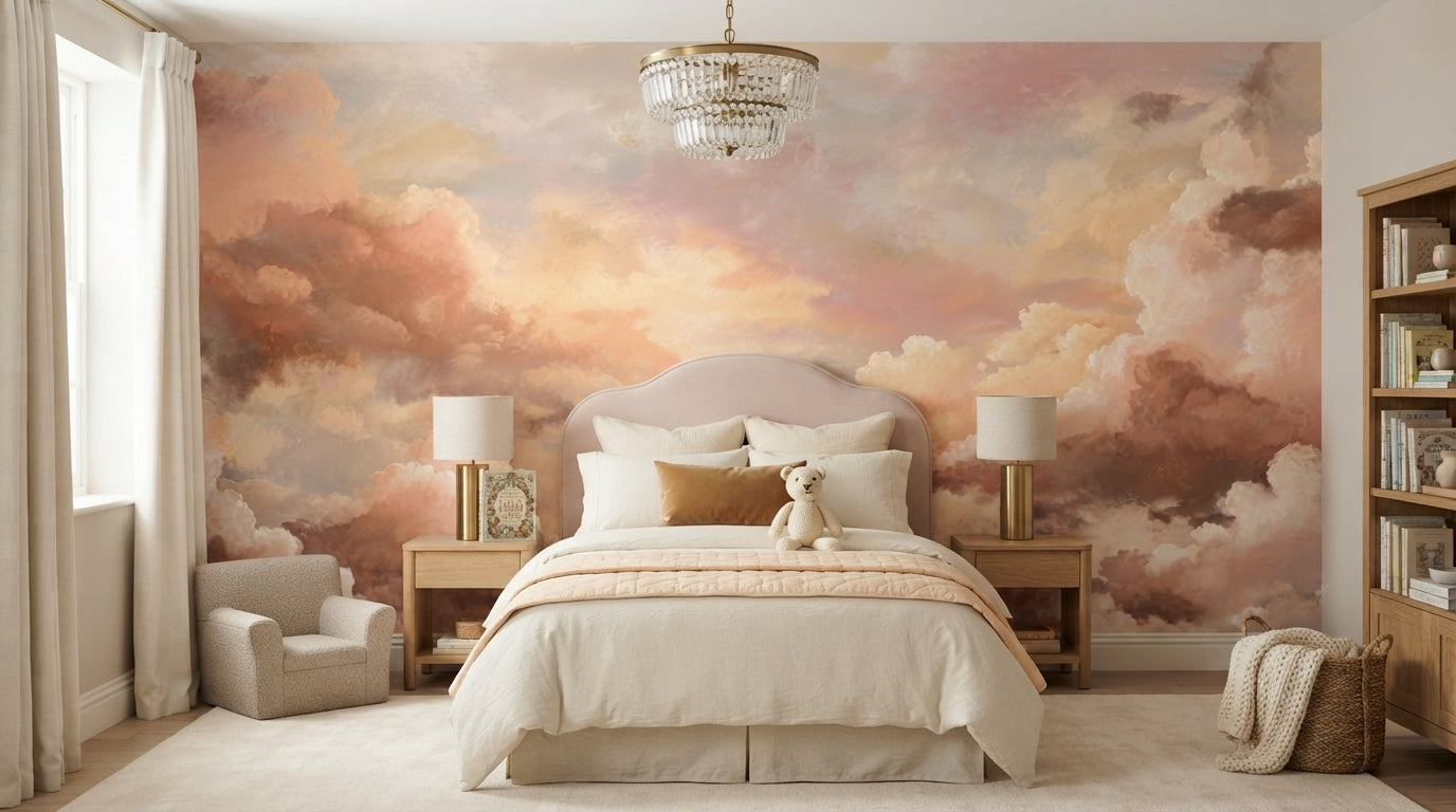 Peach and Blush Cloud Wall Mural