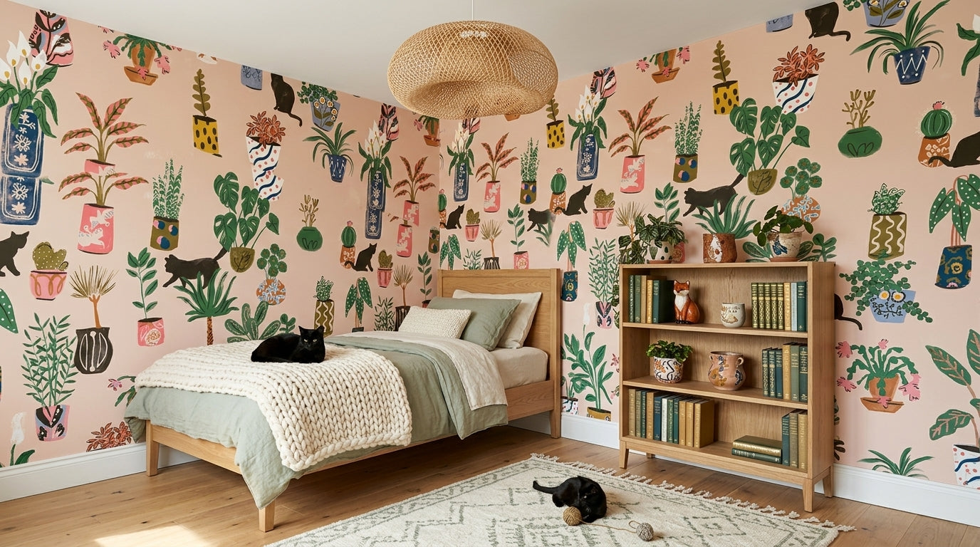 Houseplants and Cats Wallpaper